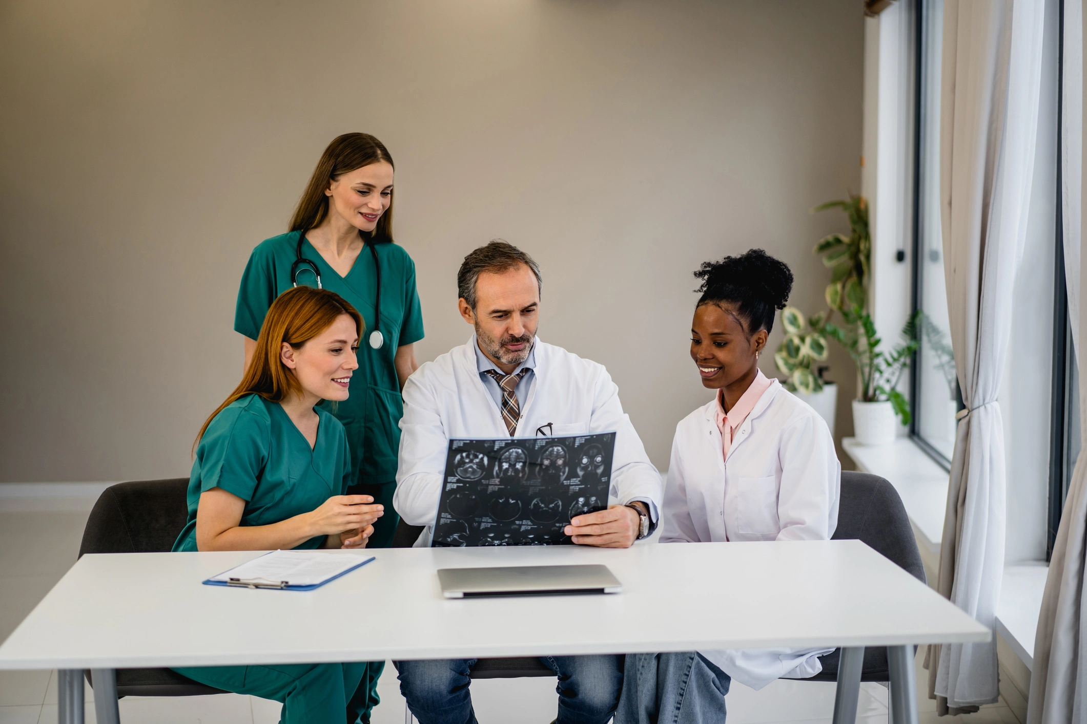 Doctors reviewing medical X-ray together