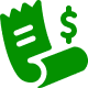 Green receipt icon with dollar symbol.